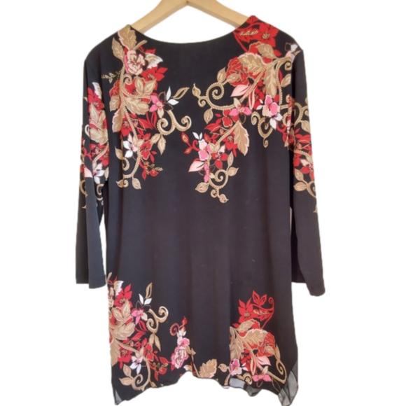 JM Woman Collection Keyhole Black Floral Tunic - Picture 6 of 11